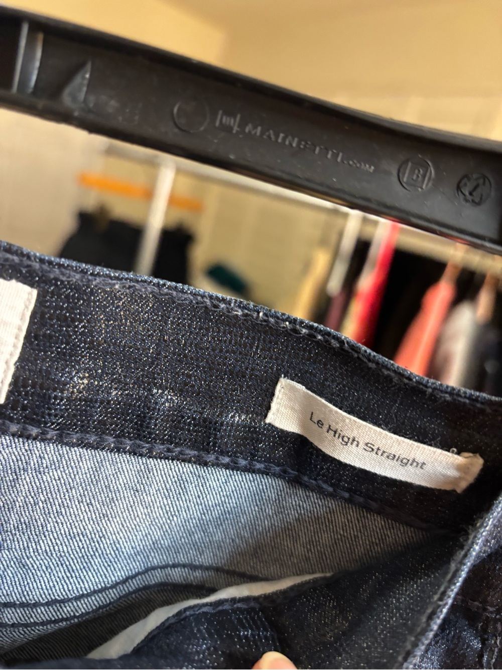 Frame Denim Black Shimmer Straight Leg Jeans - Picture 6 of 7